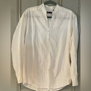 Centro White Casual Button Down Shirt with Relaxed Fit